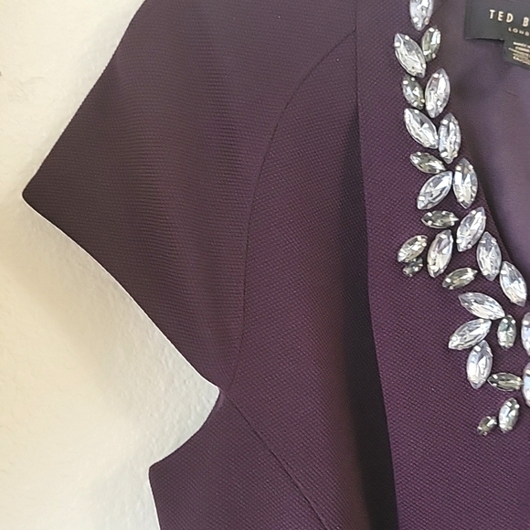 Ted Baker London Nuada elegant romper in rich purple, jeweled neckline size 2 - Picture 8 of 16